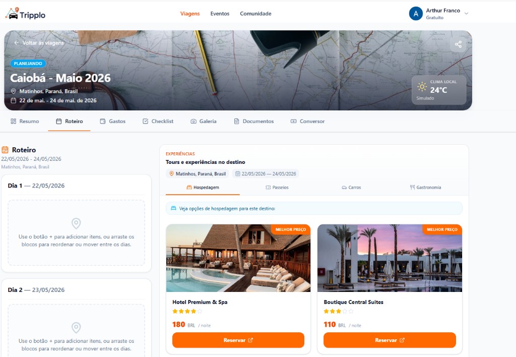 Tripplo — drag-and-drop itinerary with experience marketplace
